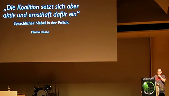 Martin Haase bei seinem 28C3 'Talk' Martin Haase bei seinem Talk auf der 28C3